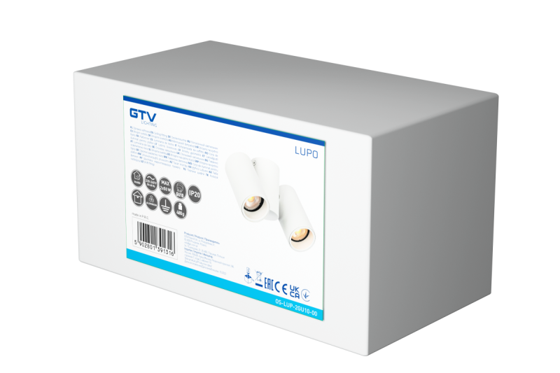 Decor Luminaria de techo LUPO de aluminio 17.5x5.6x11.5 IP20 2*GU10 máx. 50W redonda blanca. 1208963925