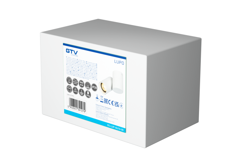 Decor Luminaria de techo LUPO de aluminio 11.6x5.6x11.5 IP20 1*GU10 máx. 50W redonda blanca. 1208963927