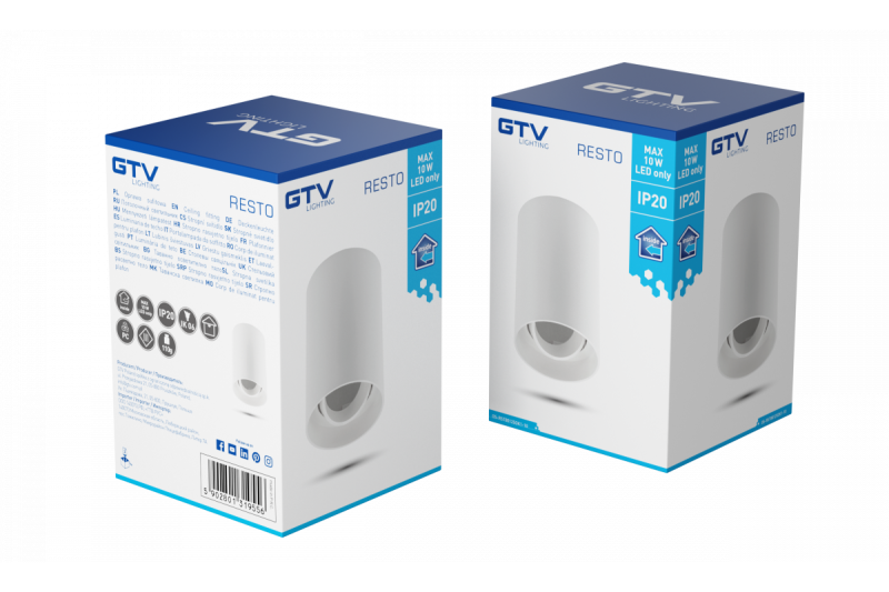 Decor Luminaria de techo RESTO PC φ80x125mm IP20 máx. 20W redonda blanca. 1208963986