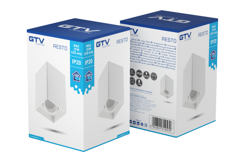 Decor Luminaria de techo RESTO PC 80x80x125mm IP20 máx. 20W cuadrada blanca. 1208963988