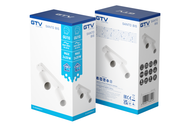 Decor Luminaria de techo SANTO BIS de aluminio IP20 máx. 20W*2 doble redonda blanca. 1208964000