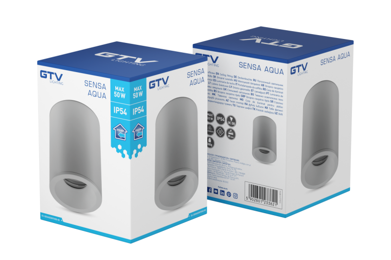 Decor Lámpara de techo SENSA AQUA alum 85x115 IP54 máx. 50W circular gris. 1208964008