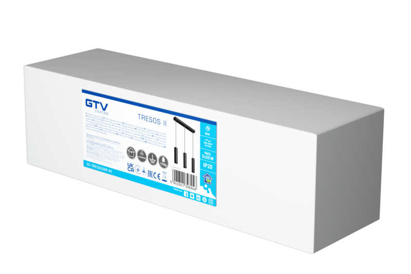 Decor Luminaria suspendida TRESOS II 3xGU10 de aluminio IP20 máx. 3x20W negro. 1208964030