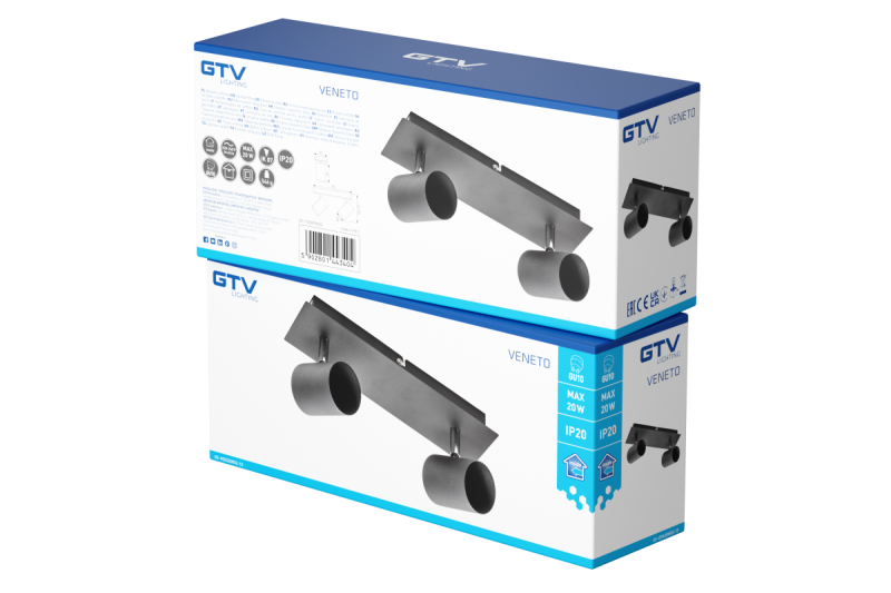 Decor Luminaria de techo VENETO IP20 máx. 20W 2 x GU10 redonda negra 1208964038