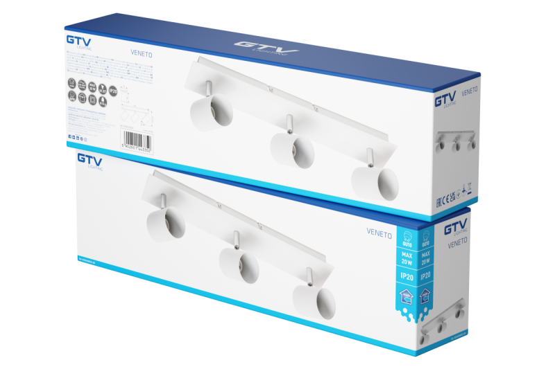 Decor Luminaria de techo VENETO IP20 máx. 20W 3 x GU10 redonda blanca. 1208964039