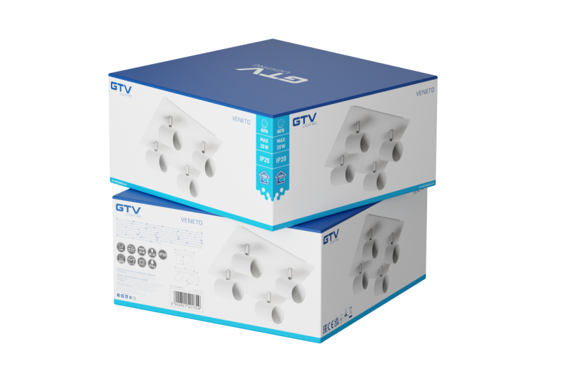 Decor Luminaria de techo VENETO IP20 máx. 20W 4 x GU10 redonda/cuadrada blanca 1208964045