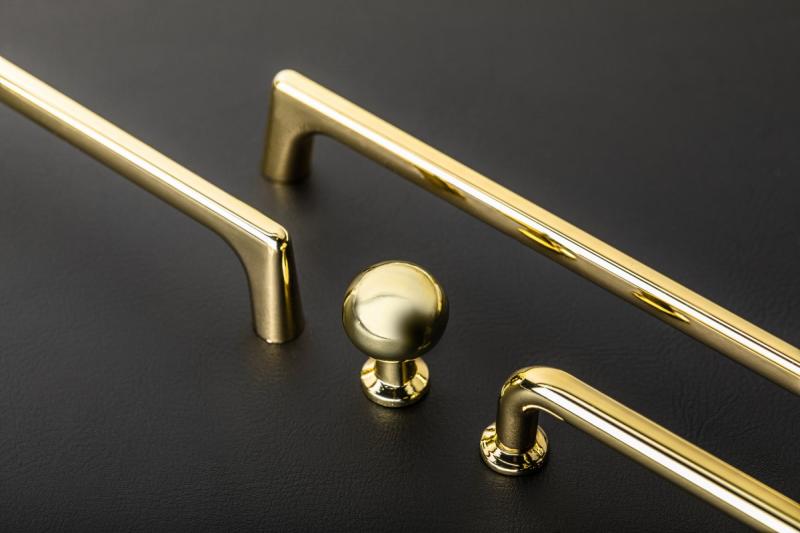 Manija NORD de zamak, C=128 mm, oro, cepillado 1208966145