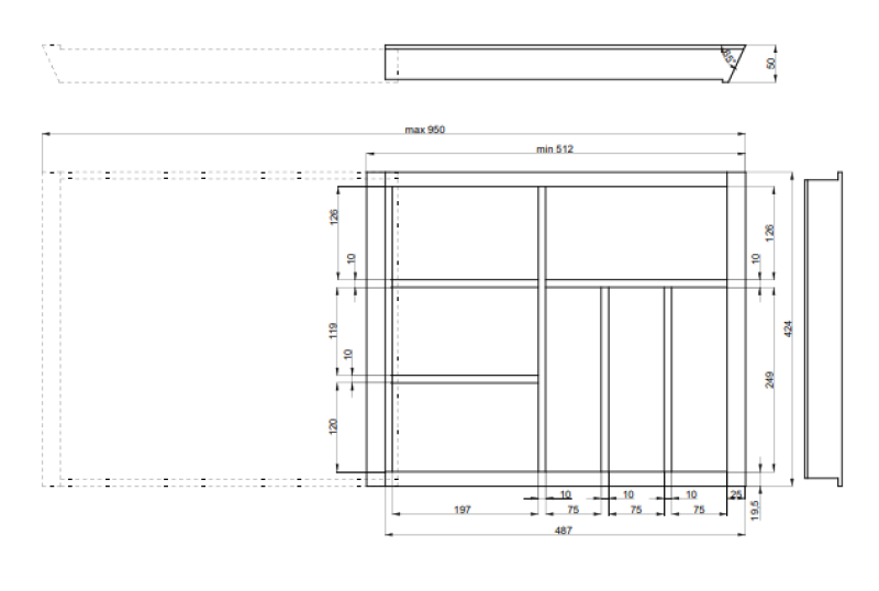 Decor Cutle Cubiertos Bandejas Cocina Inserto Ajustable para Armarios de 600-1000mm 1208966291