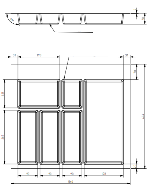 Decor Cutle Insertos para Cubertería en Cajón de Cocina 600 Blanco 1208966377