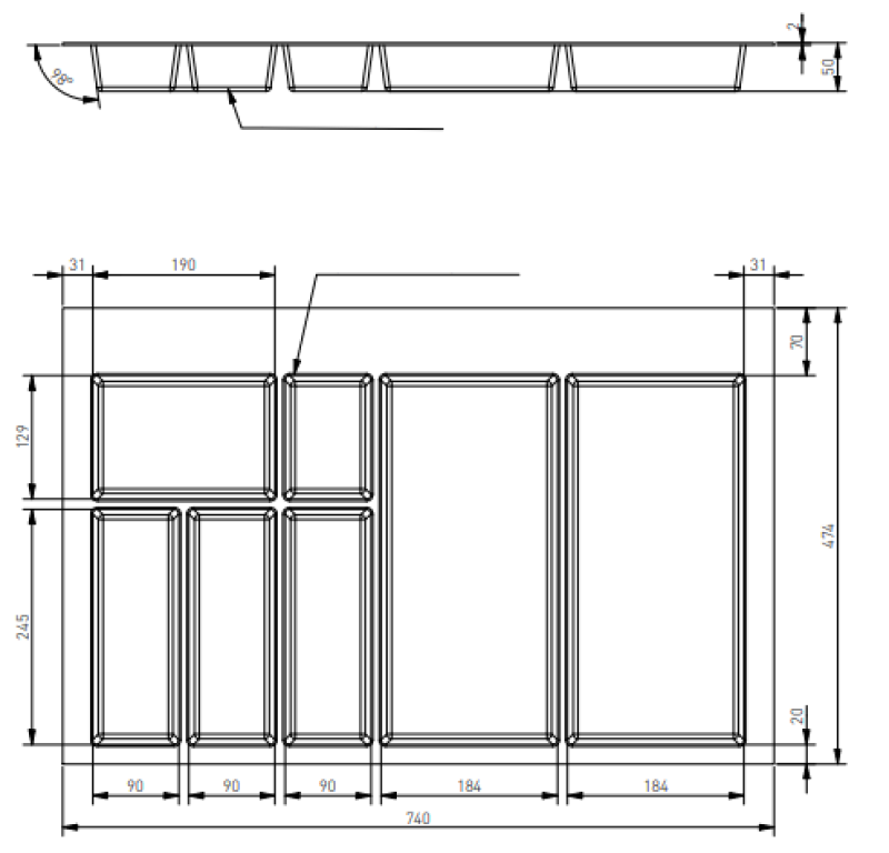 Decor Cutle Inserto para Cajón de Cocina 800 Axispace Blanco 1208966379