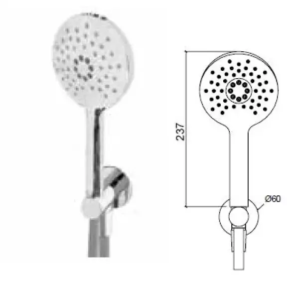 Conjunto de teleducha Waterevolution Flow redondo completo con conector de pared cromado - 3 posiciones - T1621R01