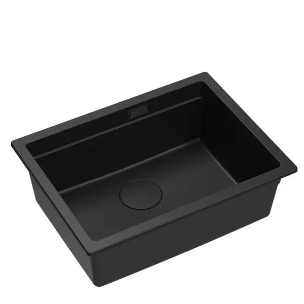 Fregadero Quadri Newport II para montaje bajo encimera de granito negro 560x450 mm incl. tapa de desagüe negra 1208966924