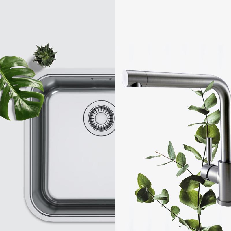 Conjunto combinado de fregadero Franke - Grifo de cocina Pure.sink - Sifón de cocina