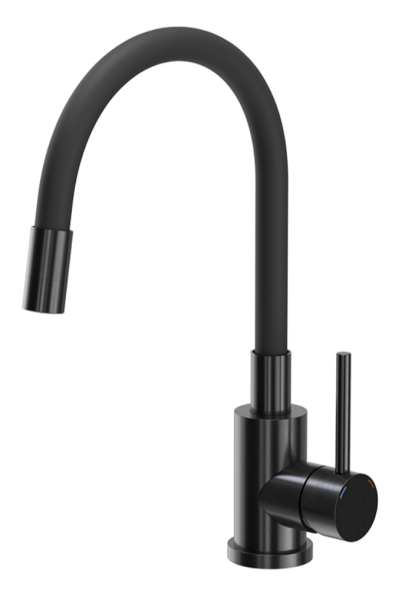 Mezclador monomando de cocina Quadri Bristol con caño flexible negro PVD negro 1208967083