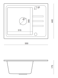 Conjunto de fregadero Quadri Sligo 60 de granito gris 55x44 cm con escurridor incl grifo 1208967200