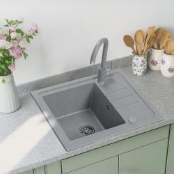 Conjunto de fregadero Quadri Sligo 60 de granito gris 55x44 cm con escurridor incl grifo 1208967200