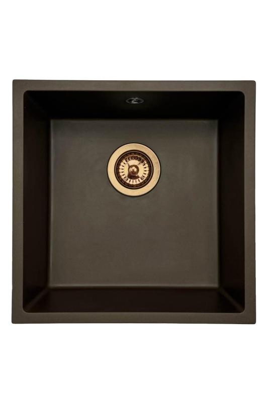Fregadero GraniteMy Universal de granito para cafetería de 40x40 cm de montaje sobre encimera, bajo encimera y enrasado con tapón de cobre 1208967217