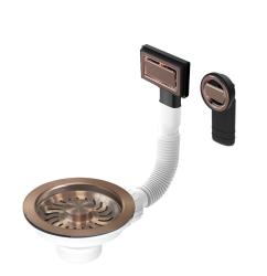 Conjunto de tapón de cesto Granitemy PVD de cobre cepillado, conjunto de desagüe para fregadero incl. rebosadero redondo y rectangular 1208967252