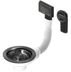 Juego de tapones para cubos Granitemy PVD cepillado gun metal, juego de desagües para fregadero con rebosadero redondo y rectangular 1208967253