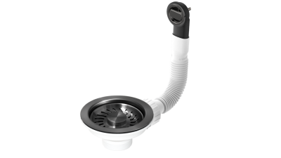 Conjunto de tapón de cesta Granitemy PVD en metal cepillado, conjunto de desagüe para fregadero incl. desbordamiento redondo 1208967253