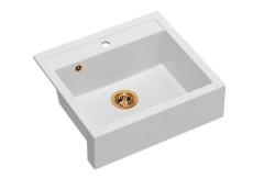 Quadri Casa de Campo fregadero de granito mate blanco con tapón de cobre 595x540mm 1208967265