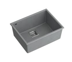 Quadri Quadrangle fregadero bajo encimera de granito gris 55x42cm con tapón de acero inoxidable 1208967274