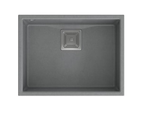 Quadri Quadrangle fregadero bajo encimera de granito gris 55x42cm con tapón de acero inoxidable 1208967274