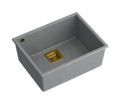 Quadri Quadrangle fregadero bajo encimera de granito gris con tapón dorado 55x42 cm 1208967275