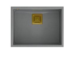 Quadri Quadrangle fregadero bajo encimera de granito gris con tapón dorado 55x42 cm 1208967275