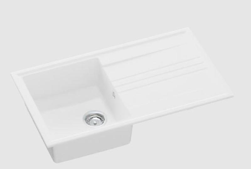 Mi Vesi de granito con fregadero blanco incorporado de 86x50cm con escurridor reversible y tapón de acero inoxidable 1208967291