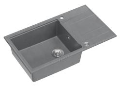 Quadri Luton fregadero grande de granito gris con escurridor reversible 86x50cm con tapón de acero inoxidable 1208967330.