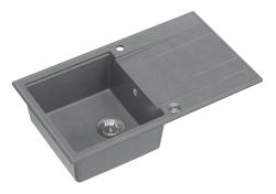 Quadri Luton fregadero de granito gris con escurridor reversible de 86x50cm con tapón de acero inoxidable 1208967340