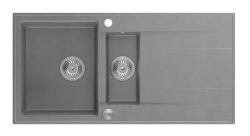 Quadri Luton fregadero sobre encimera de granito gris de 1,5 senos con escurridor reversible de 100x50cm con tapón de acero inoxidable 1208967350.