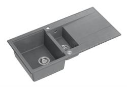 Quadri Luton fregadero sobre encimera de granito gris de 1,5 senos con escurridor reversible de 100x50cm con tapón de acero inoxidable 1208967350.