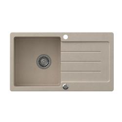 Fregadero Quadri Kendal de granito beige arena con escurridor 77x44cm reversible 1208967399