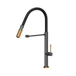 Quadri Brighton grifo de cocina de metal con acabado de cobre con salida flexible negro 1208967412