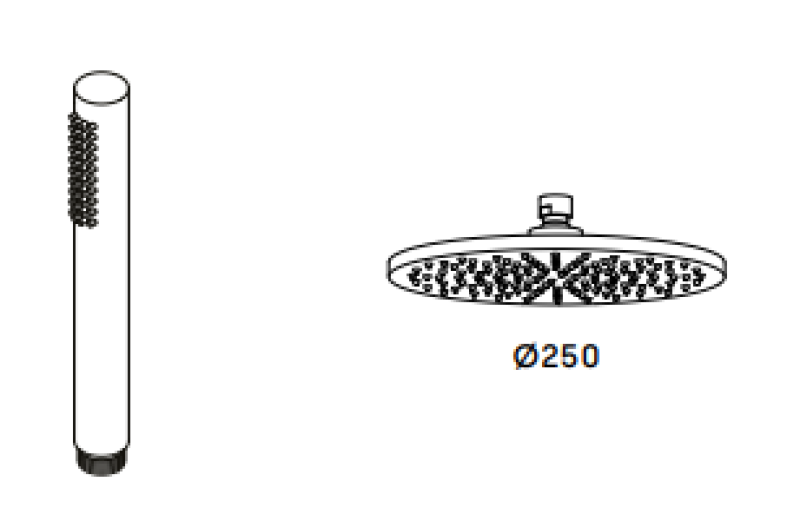 Combinación de ducha Waterevolution Flow con rociador tipo lluvia PVD Gun Metal 250mm T141N25GME.