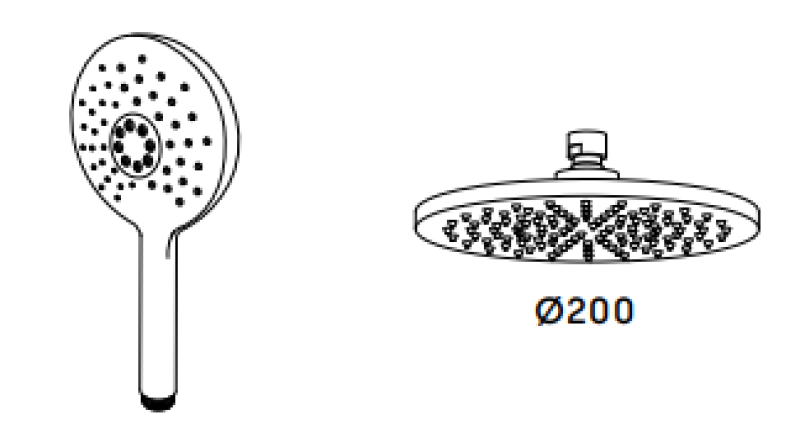 Combinación de ducha Waterevolution Flow con ducha de lluvia RVS 200mm T141NRIE