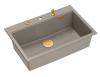 Quadri Hard Rock taupe granieten opbouw grote spoelbak 76x50cm inclusief koperen plug en accessoires 1208967439