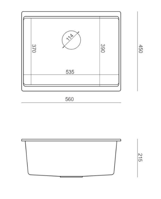Quadri Newport II fregadero bajo encimera de granito blanco 560x450mm con tapón dorado 1208967451