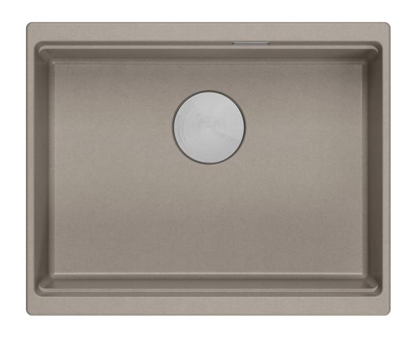 Quadri Newport II fregadero de granito bajo encimera taupe 560x450mm  con tapón y tapa de desagüe de acero inoxidable 1208967453