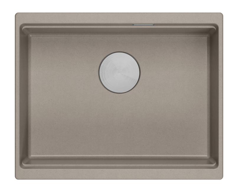 Quadri Newport II fregadero de granito bajo encimera taupe 560x450mm  con tapón y tapa de desagüe de acero inoxidable 1208967453