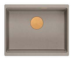 Quadri Newport II fregadero bajo encimera de granito color taupe 560x450mm con tapón y tapa de desagüe de cobre 1208967455