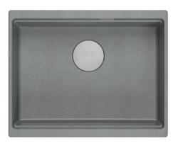 Quadri Newport II fregadero de granito bajo encimera gris 560x450mm con tapón de acero inoxidable y tapa de desagüe 1208967456