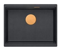 Quadri Newport II fregadero bajo encimera de granito antracita 560x450mm con tapón de cobre y tapa de desagüe 1208967461