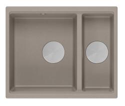 Quadri Newport II taupe 1,5 fregadero de granito de montaje superior y bajo encimera de 555x460mm con tapón de acero inoxidable 1208967466