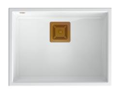 Quadri Quadrangle fregadero bajo encimera de granito blanco 55x42cm con tapón de cobre 1208967478