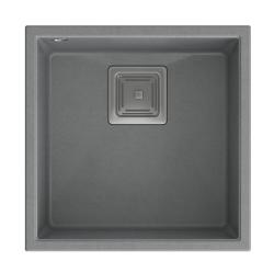 Cuadro Quadrangle fregadero bajo encimera de granito gris 42x42cm con tapón de acero inoxidable 1208967483