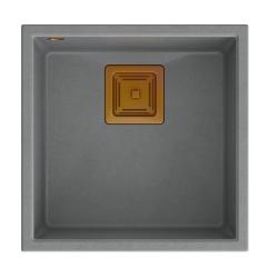 Quadri Quadrangle fregadero bajo encimera de granito gris 42x42cm con tapón de cobre 1208967485