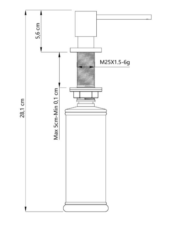 Quadri Luxor Dispensador de Jabón Empotrado en Acero Inoxidable recargable desde arriba 1208967508